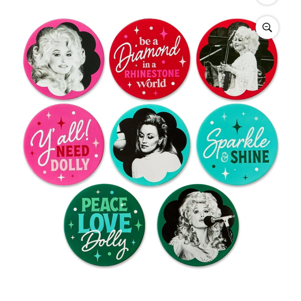 NEW Dolly Parton Multicolor Coasters 8 Piece Set One Size